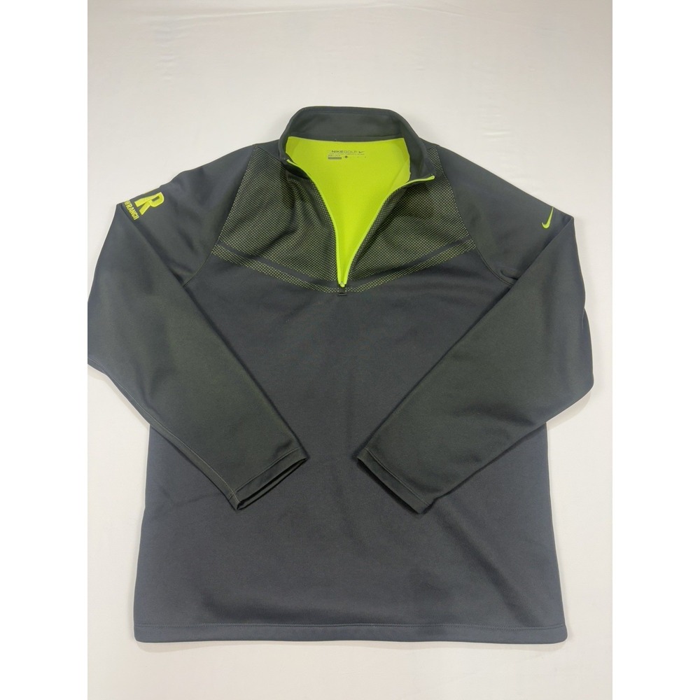 Nike Golf Tour Performance Pullover Mens Large Green Gray Therma-Fit  1/4 Zip